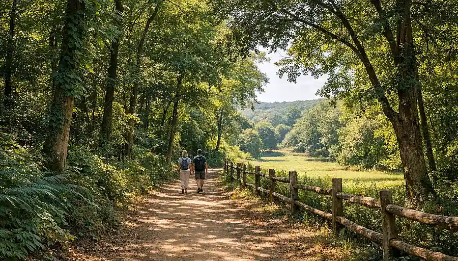 A peaceful woodland walking path in the green surroundings of Polonezköy